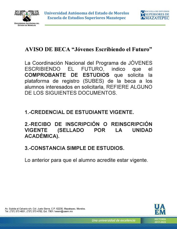 AVISO SOBRE LA BECA “JÓVENES ESCRIBIENDO EL FUTURO